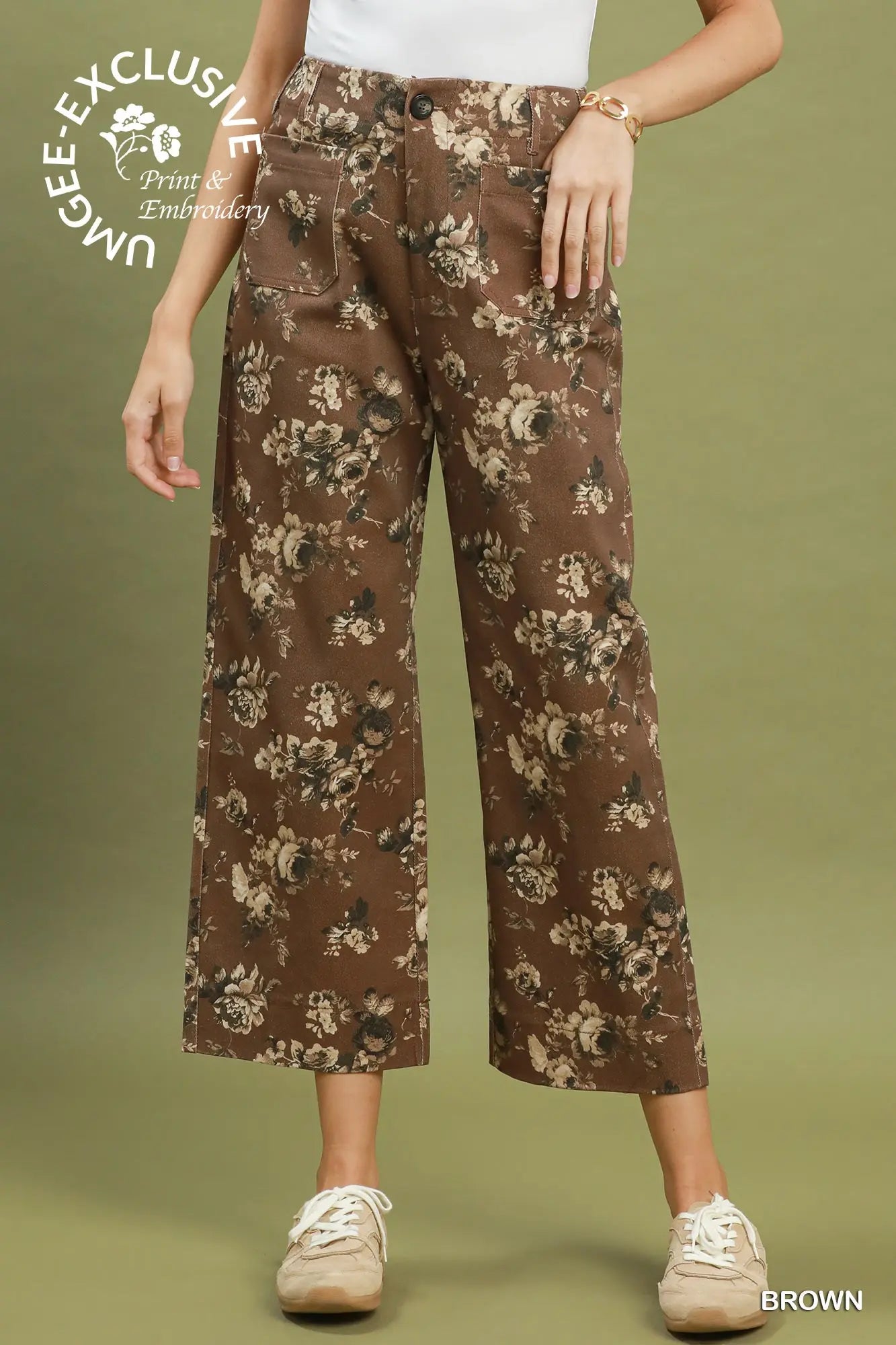 Brown Garden Cropped Pants