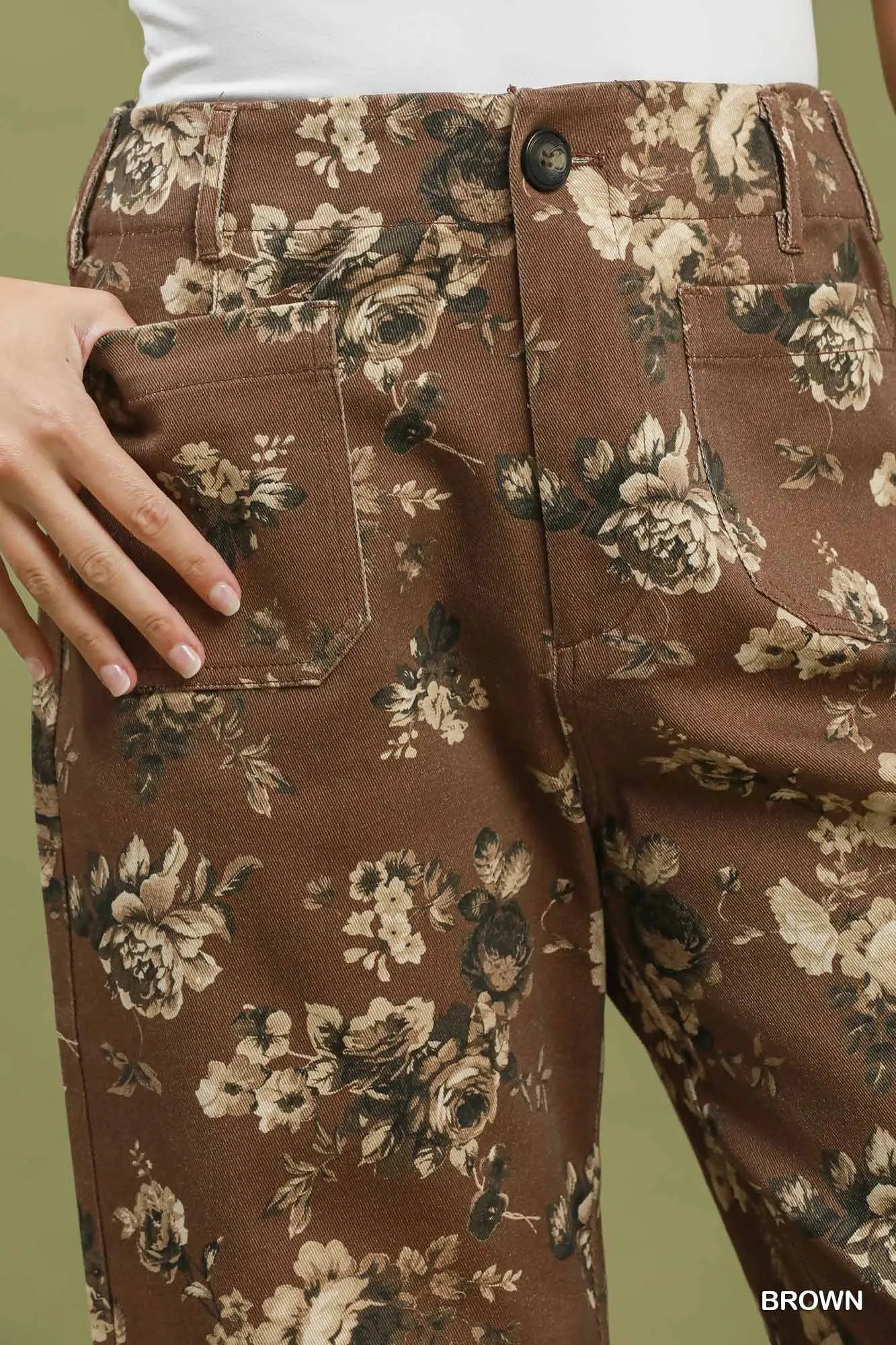 Brown Garden Cropped Pants