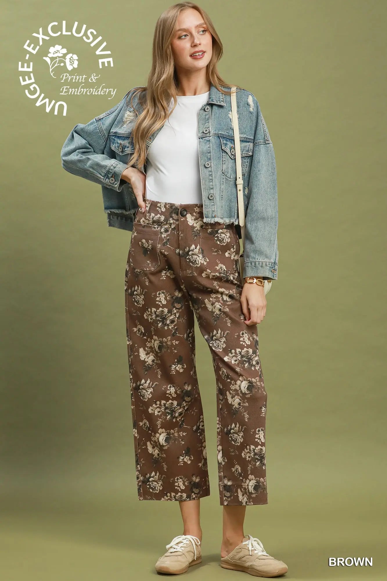 Brown Garden Cropped Pants