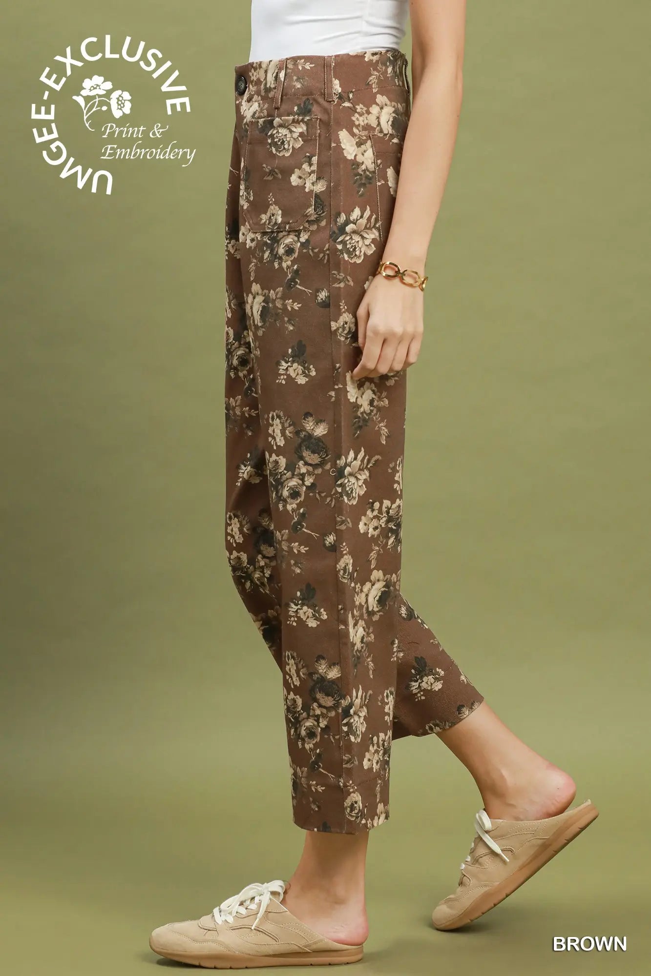 Brown Garden Cropped Pants