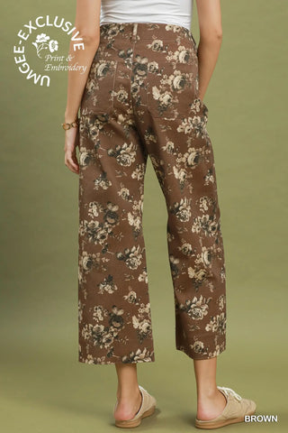 Brown Garden Cropped Pants