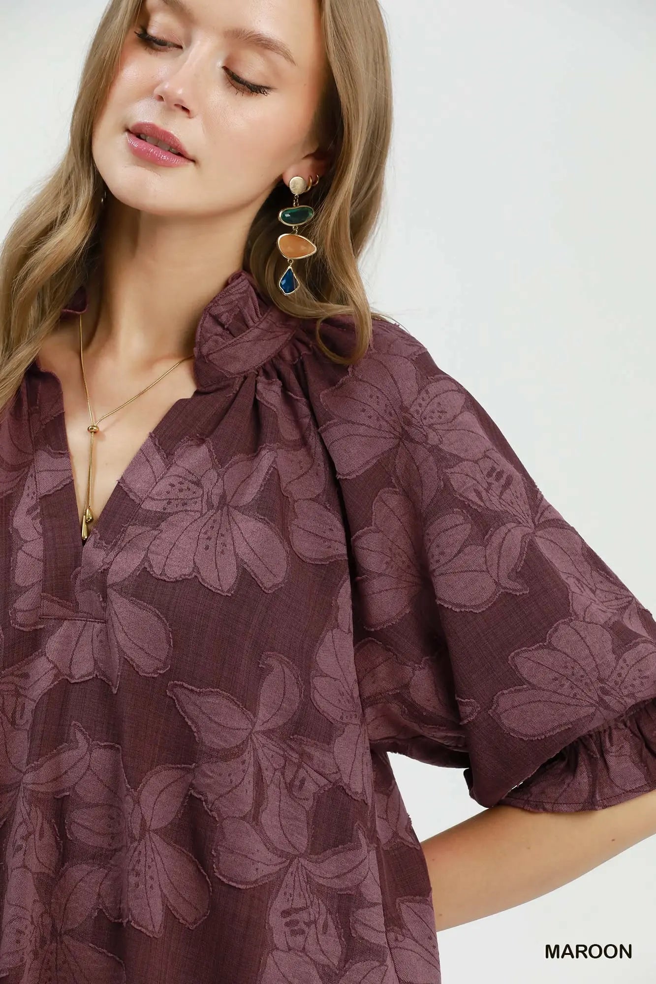 Plum Petals Jacquard Dress