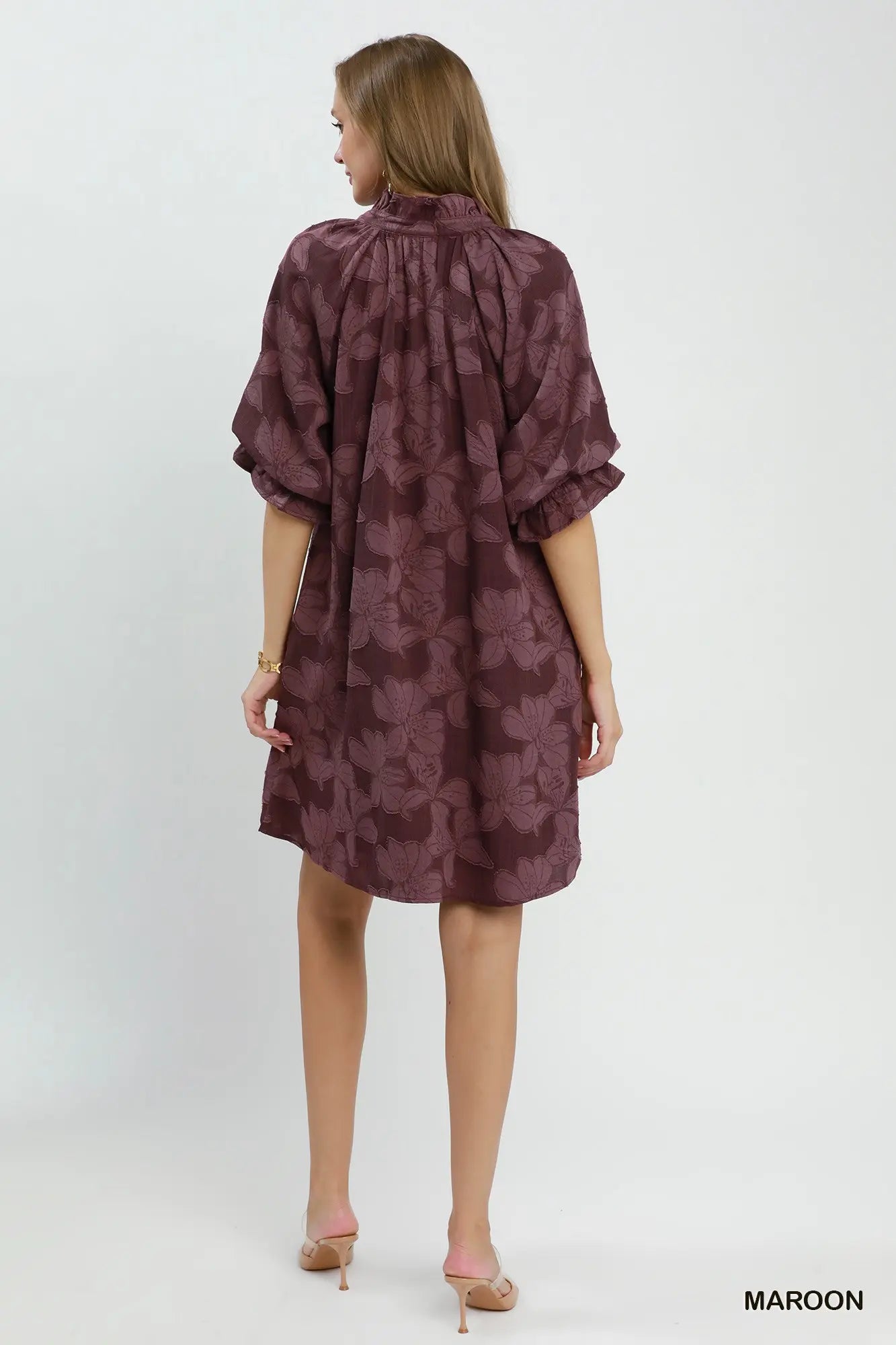 Plum Petals Jacquard Dress