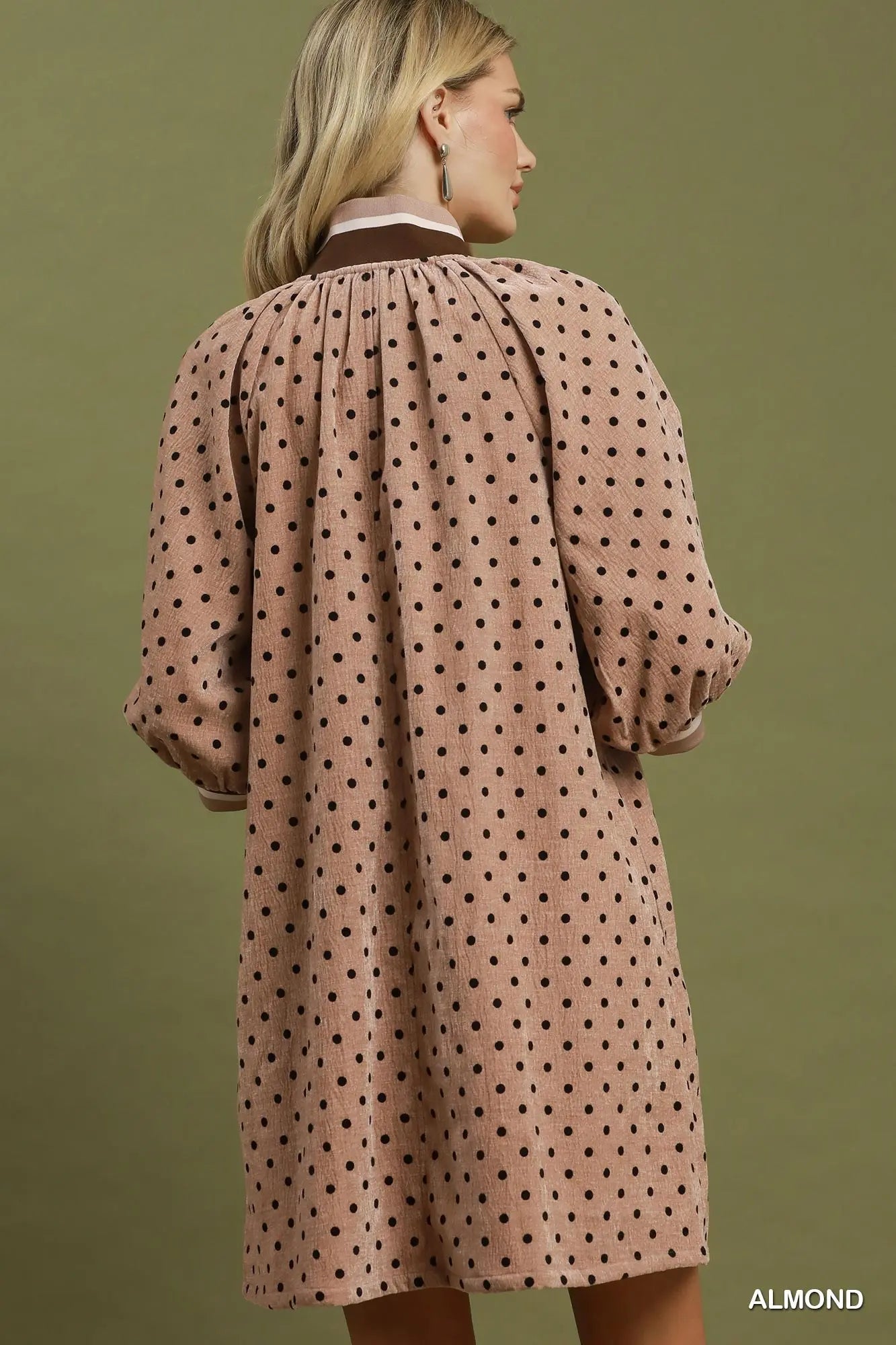 The Dottie Quarter-Zip Dress - Almond