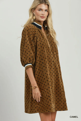 The Dottie Quarter-Zip Dress – Camel