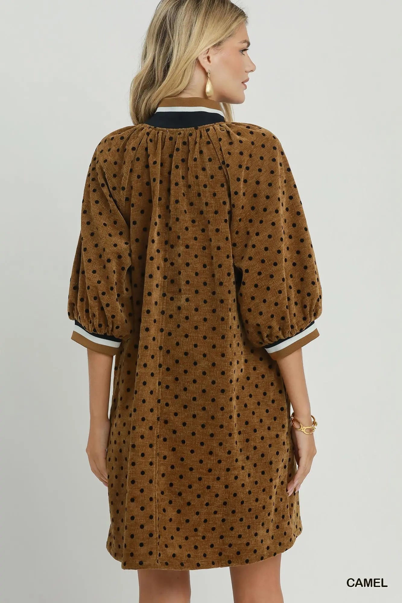 The Dottie Quarter-Zip Dress – Camel