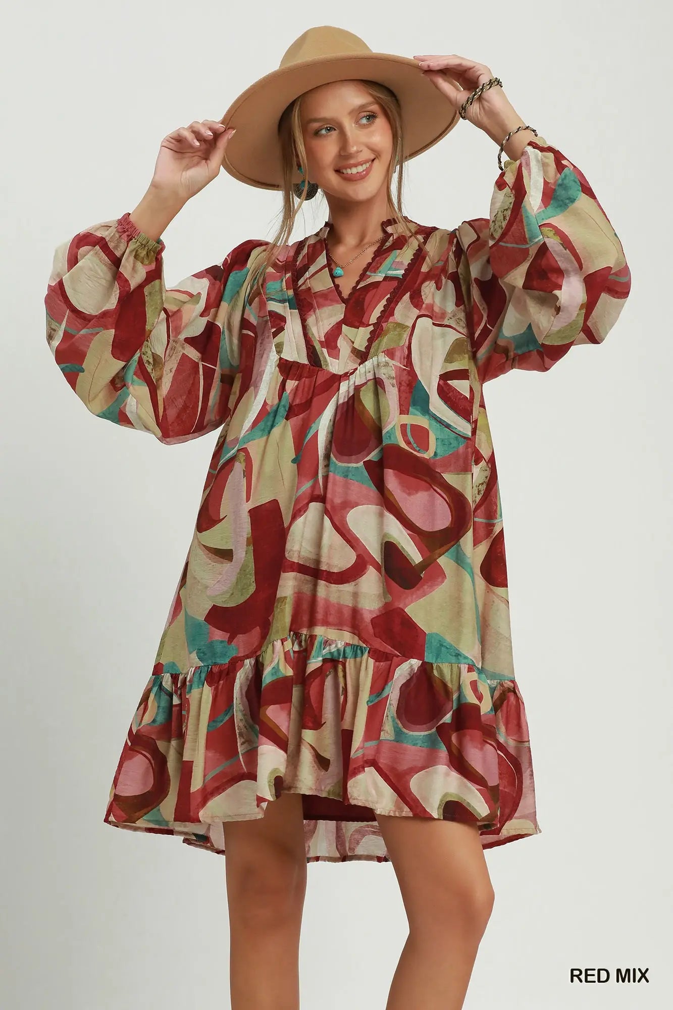 The Painted Canyon Dress - Red Mix