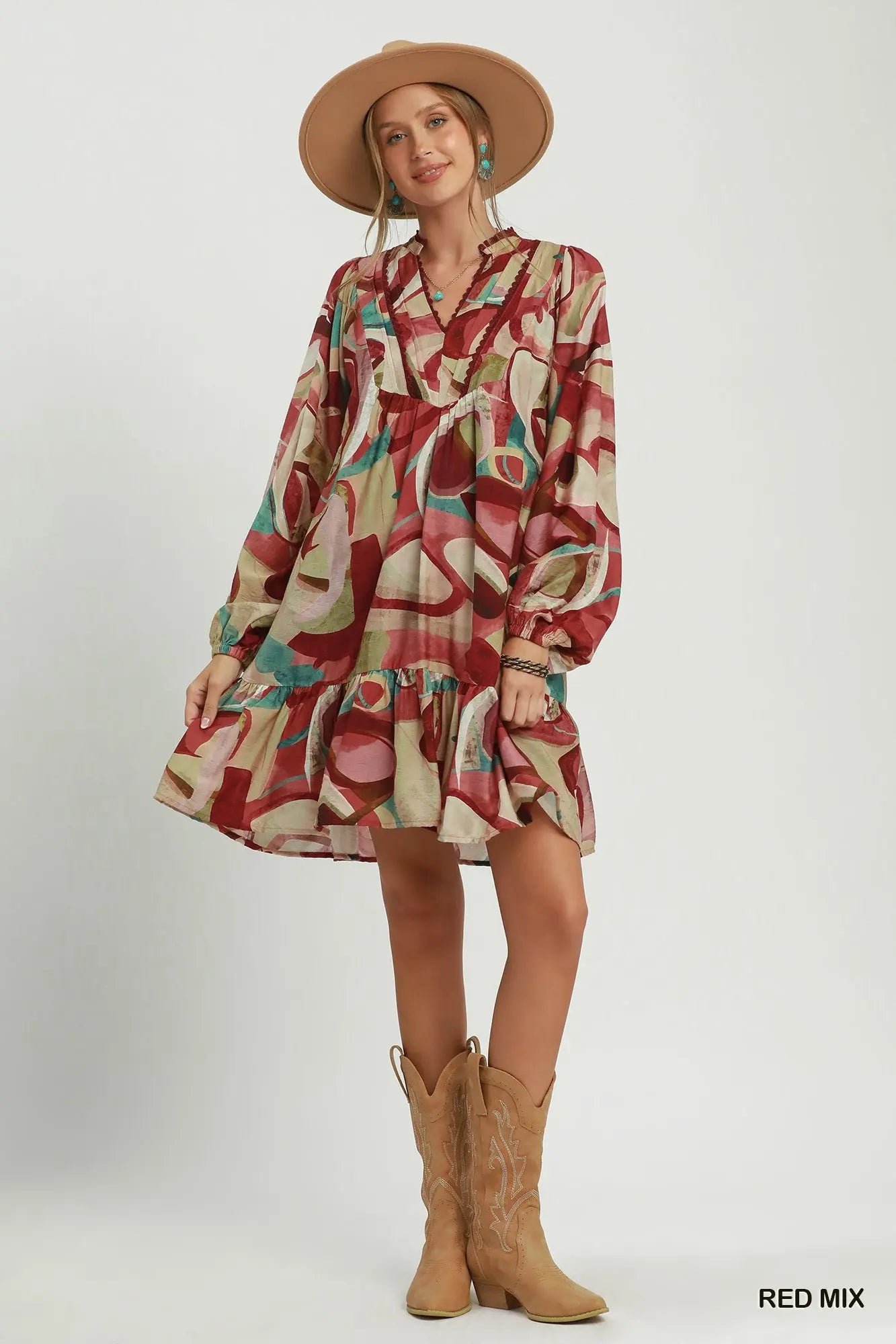The Painted Canyon Dress - Red Mix