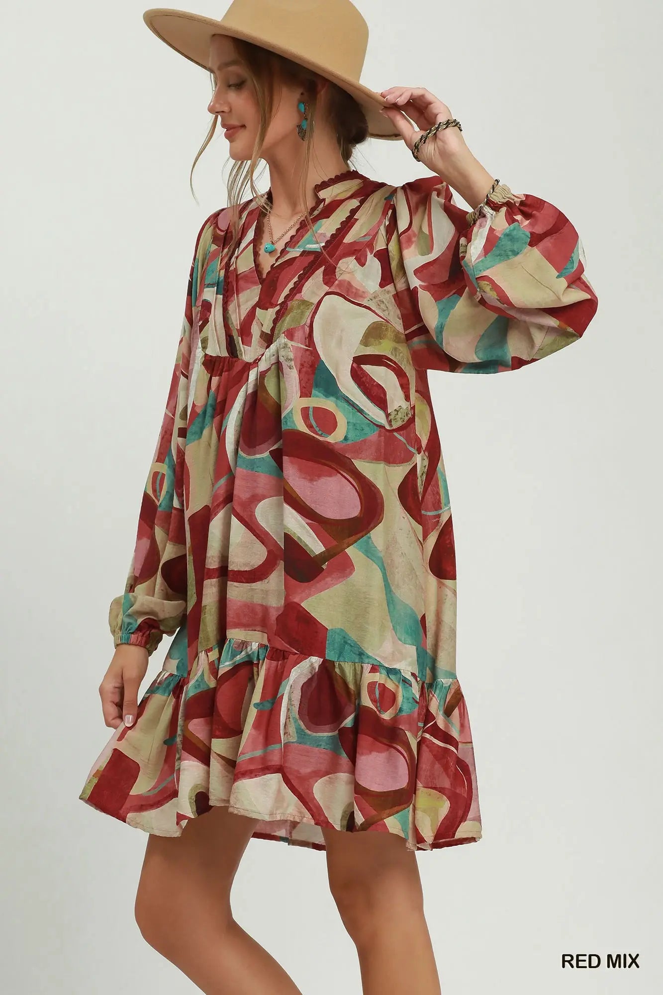 The Painted Canyon Dress - Red Mix