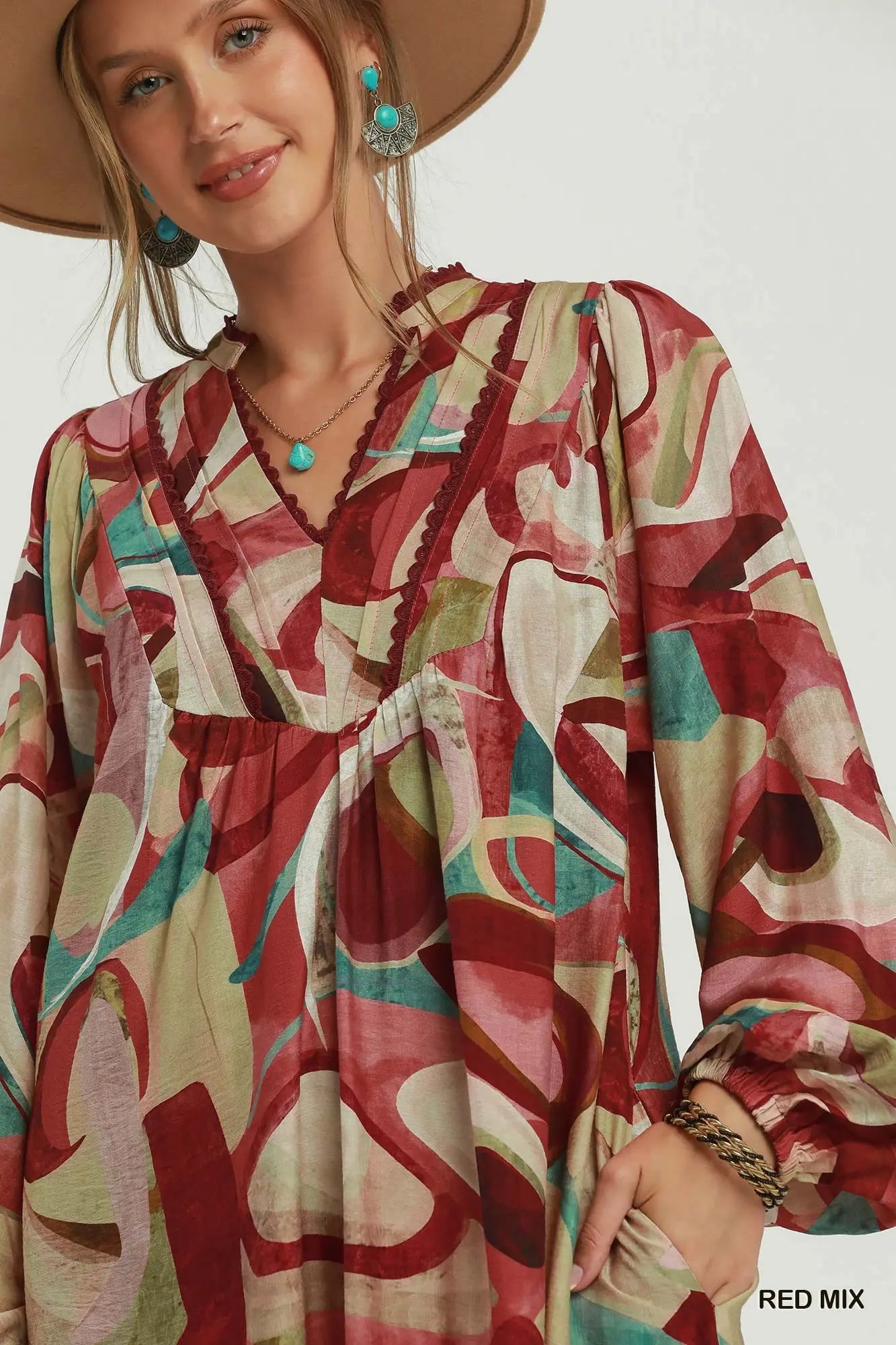 The Painted Canyon Dress - Red Mix