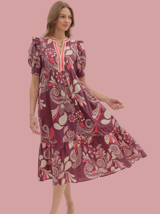 The Meadow Grace Paisley Midi Dress