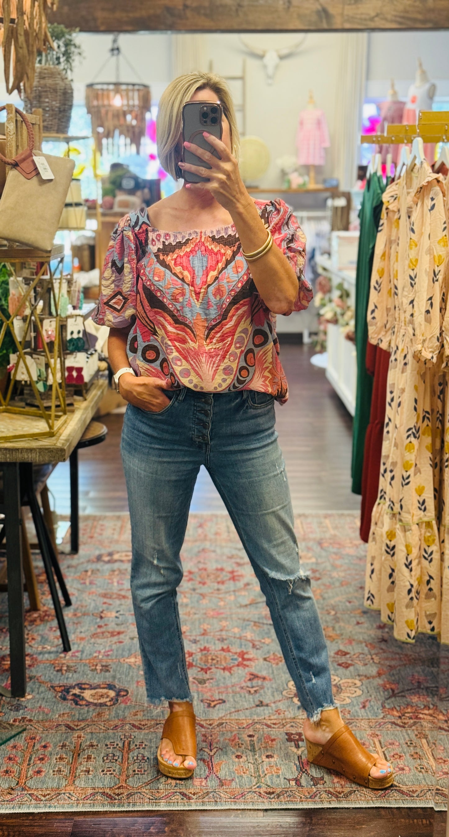 The Boho Bloom Off-Shoulder Top