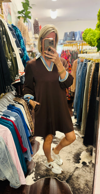 The Cambridge Contrast Dress – Brown