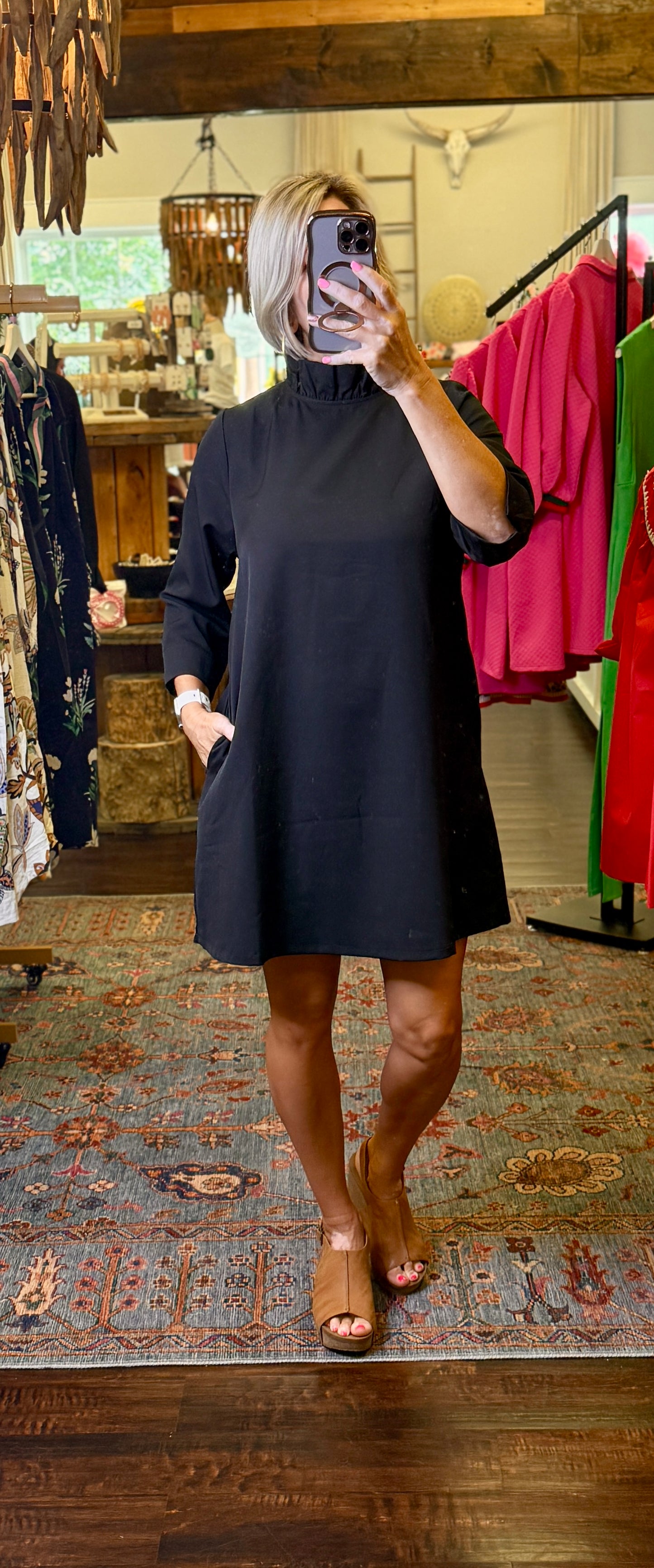 Black High Neck Dress w/ Bow