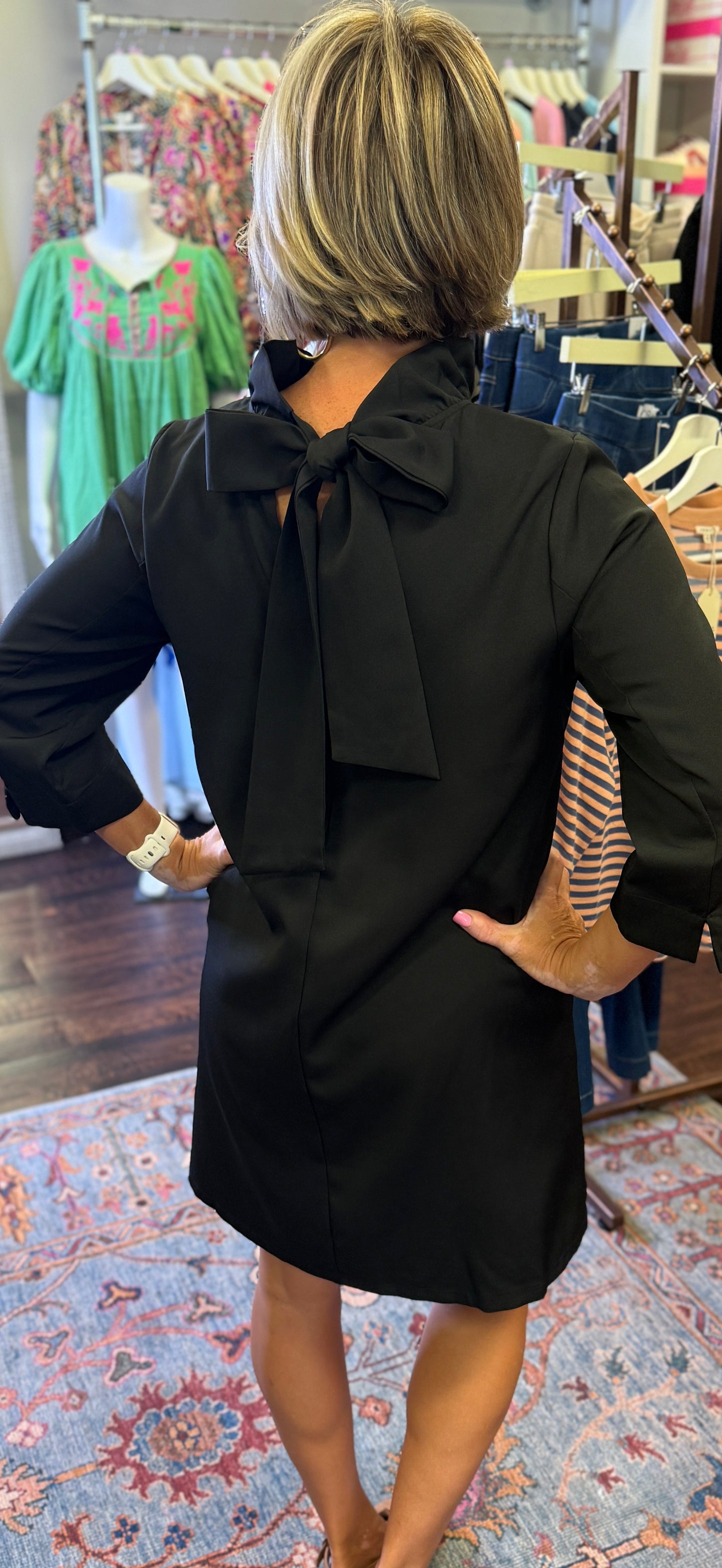 Black High Neck Dress w/ Bow