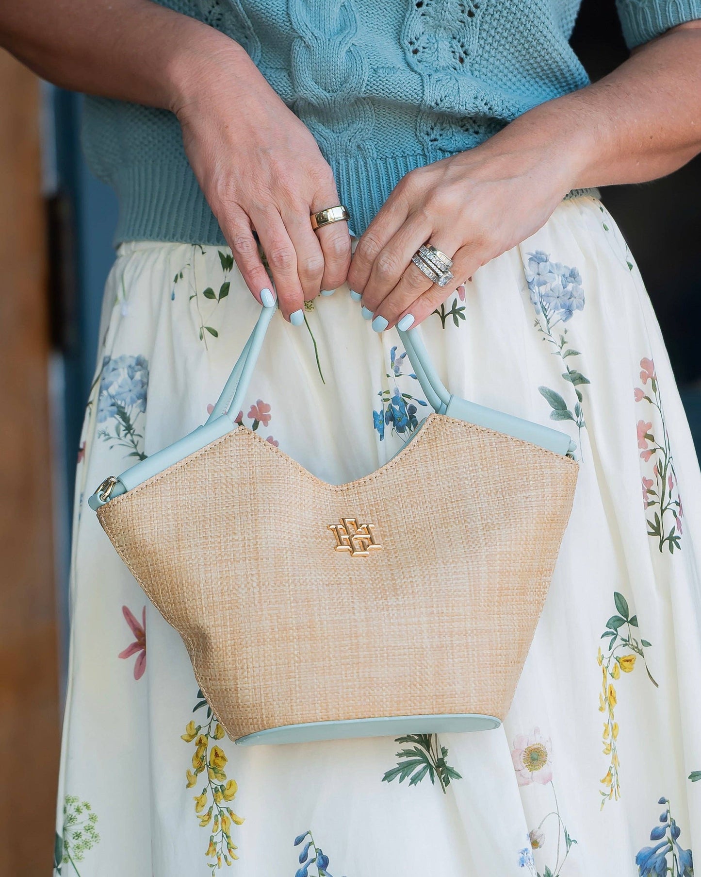 Caroline Hill - Leland Mini Tote Natural Mint: Default