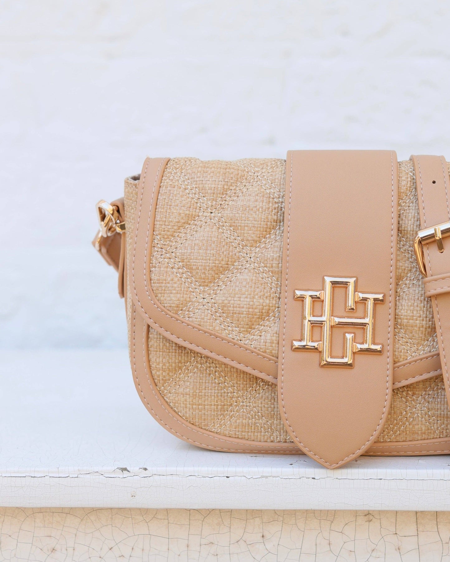 Caroline Hill - Griffin Crossbody Bag Woven Tan: Default