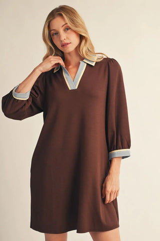 The Cambridge Contrast Dress – Brown