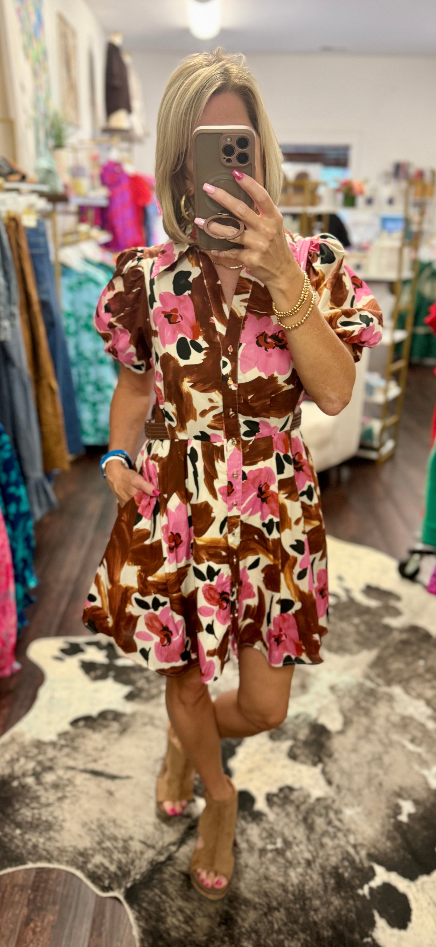 Mocha in Bloom Dress