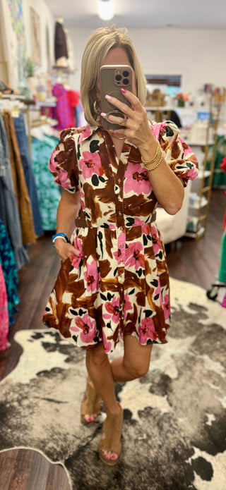Mocha in Bloom Dress