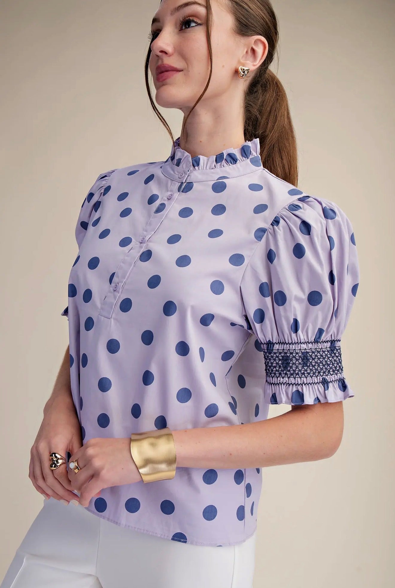 The Violet Polka Dot Top