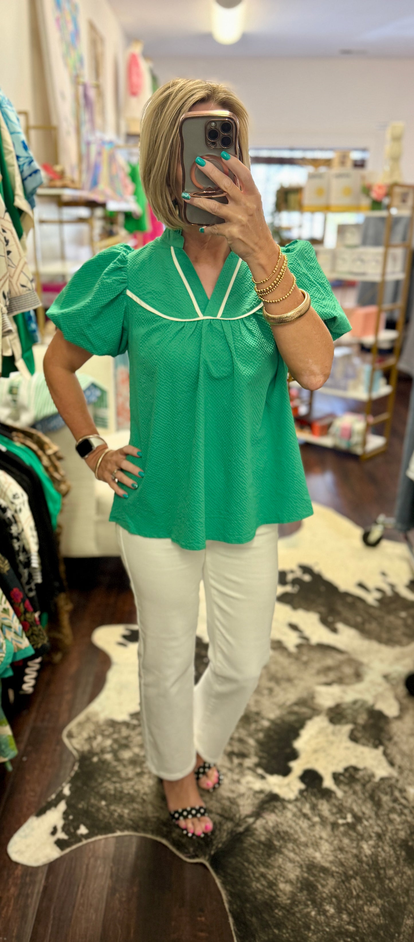 The Emerald Puff Sleeve Top