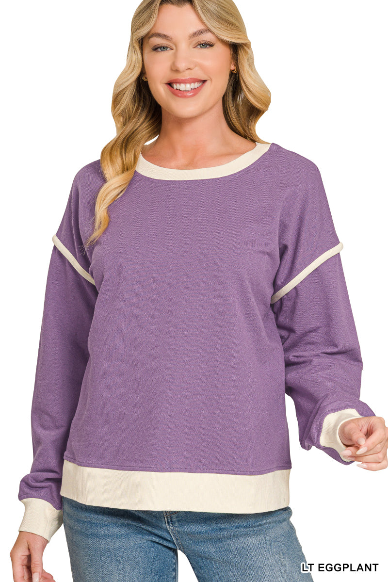 Varsity Days French Terry Pullover – Light Eggplant