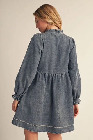 The Bluebell Embroidered Denim Dress 🩵