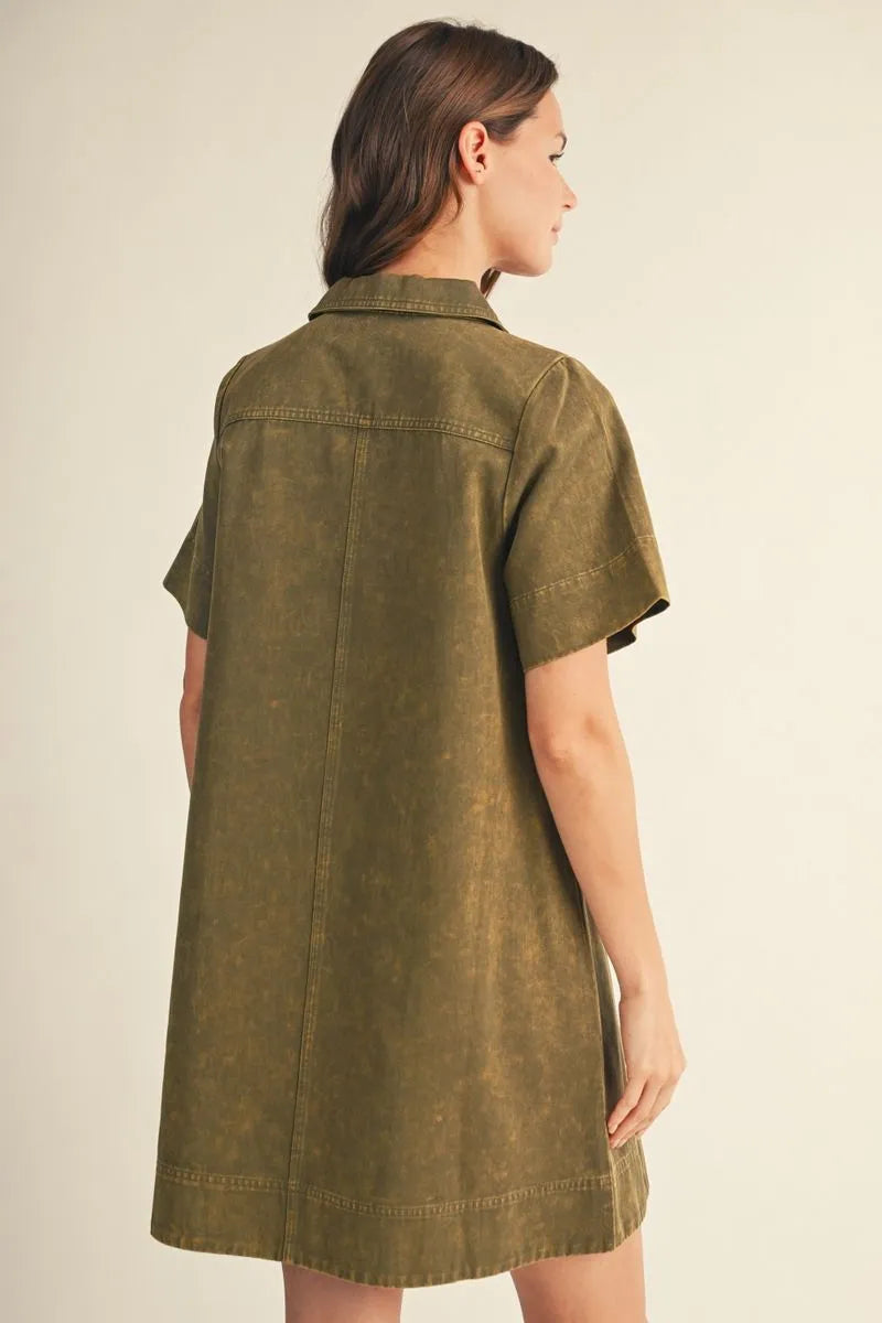 The Ridgeline Washed Dress – Olive