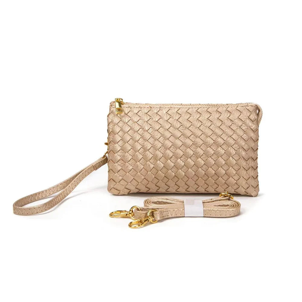 Kathy Woven Three Compartment Clutch/Crossbody Bag