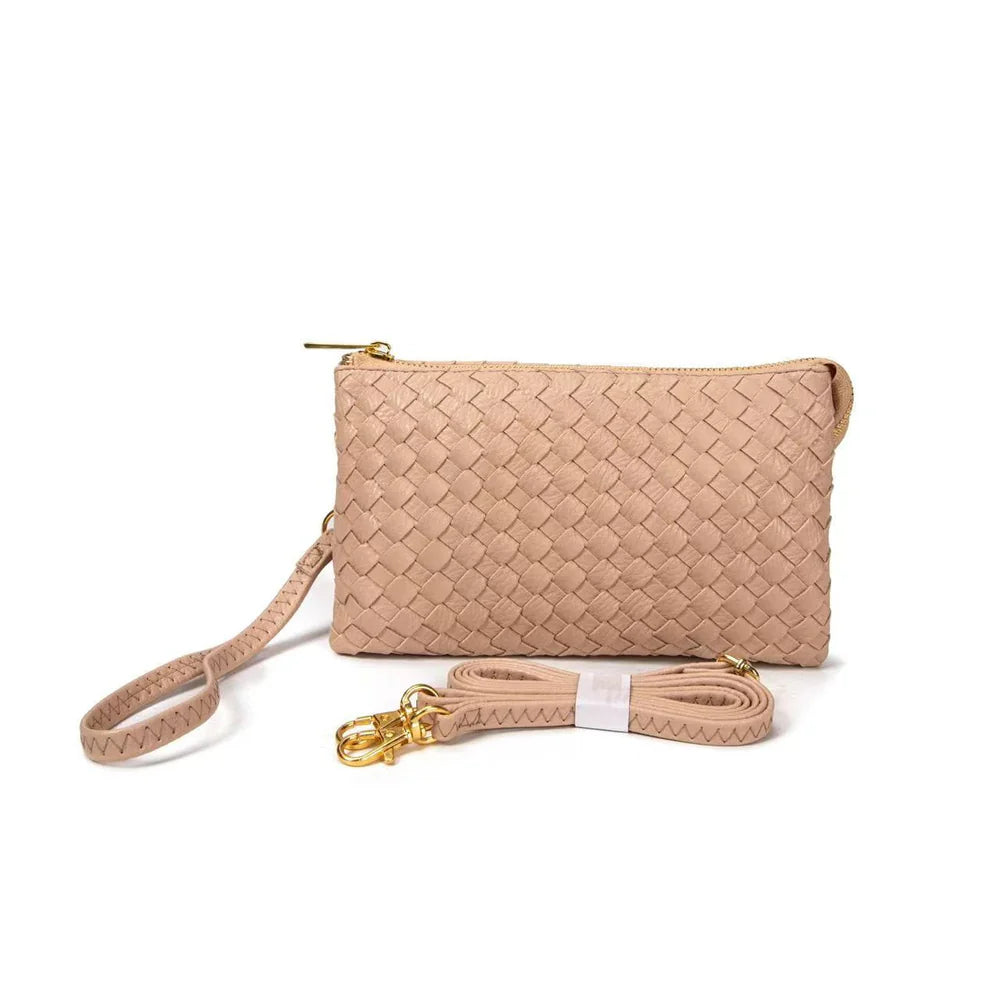Kathy Woven Three Compartment Clutch/Crossbody Bag