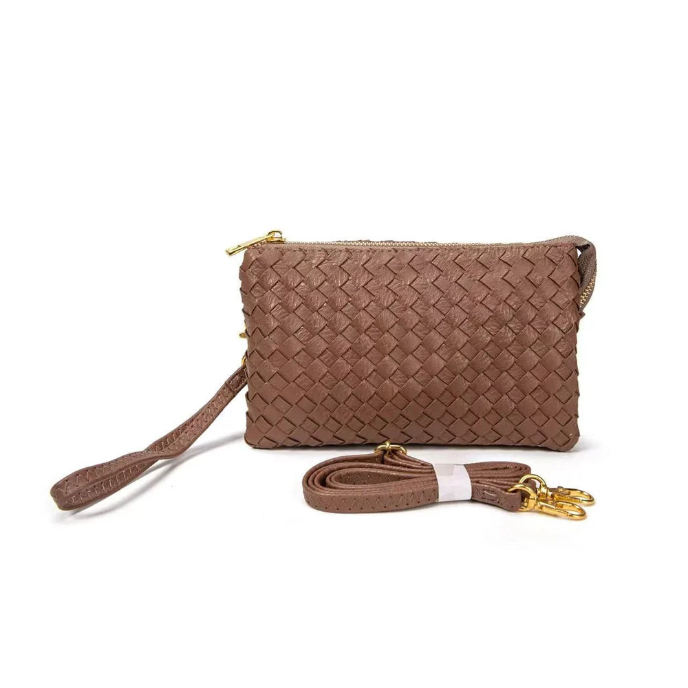 Kathy Woven Three Compartment Clutch/Crossbody Bag