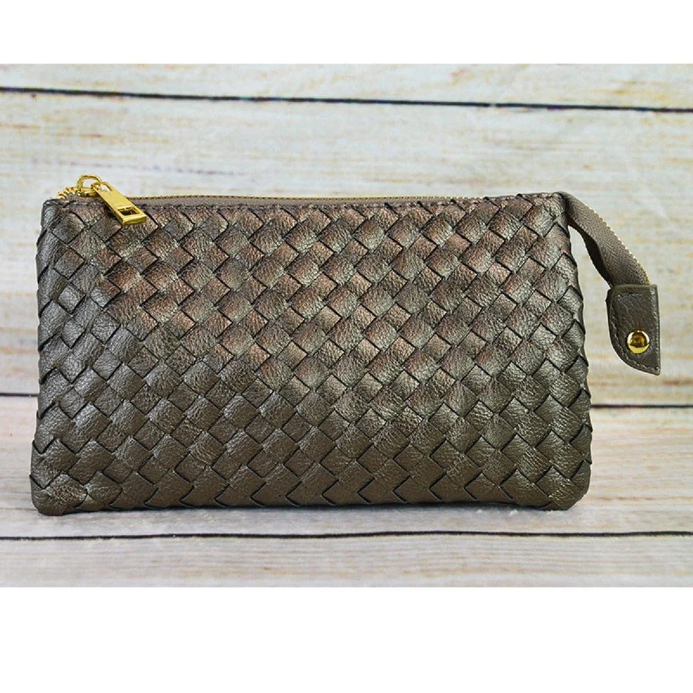 Kathy Woven Three Compartment Clutch/Crossbody Bag