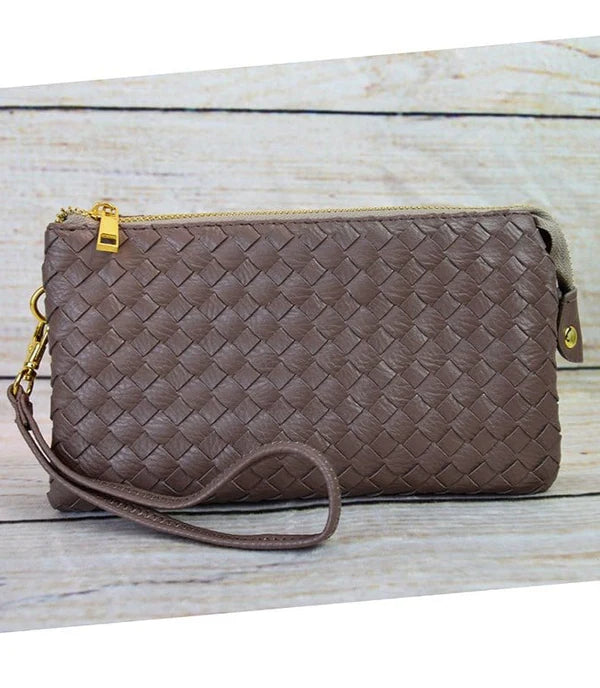 Kathy Woven Three Compartment Clutch/Crossbody Bag