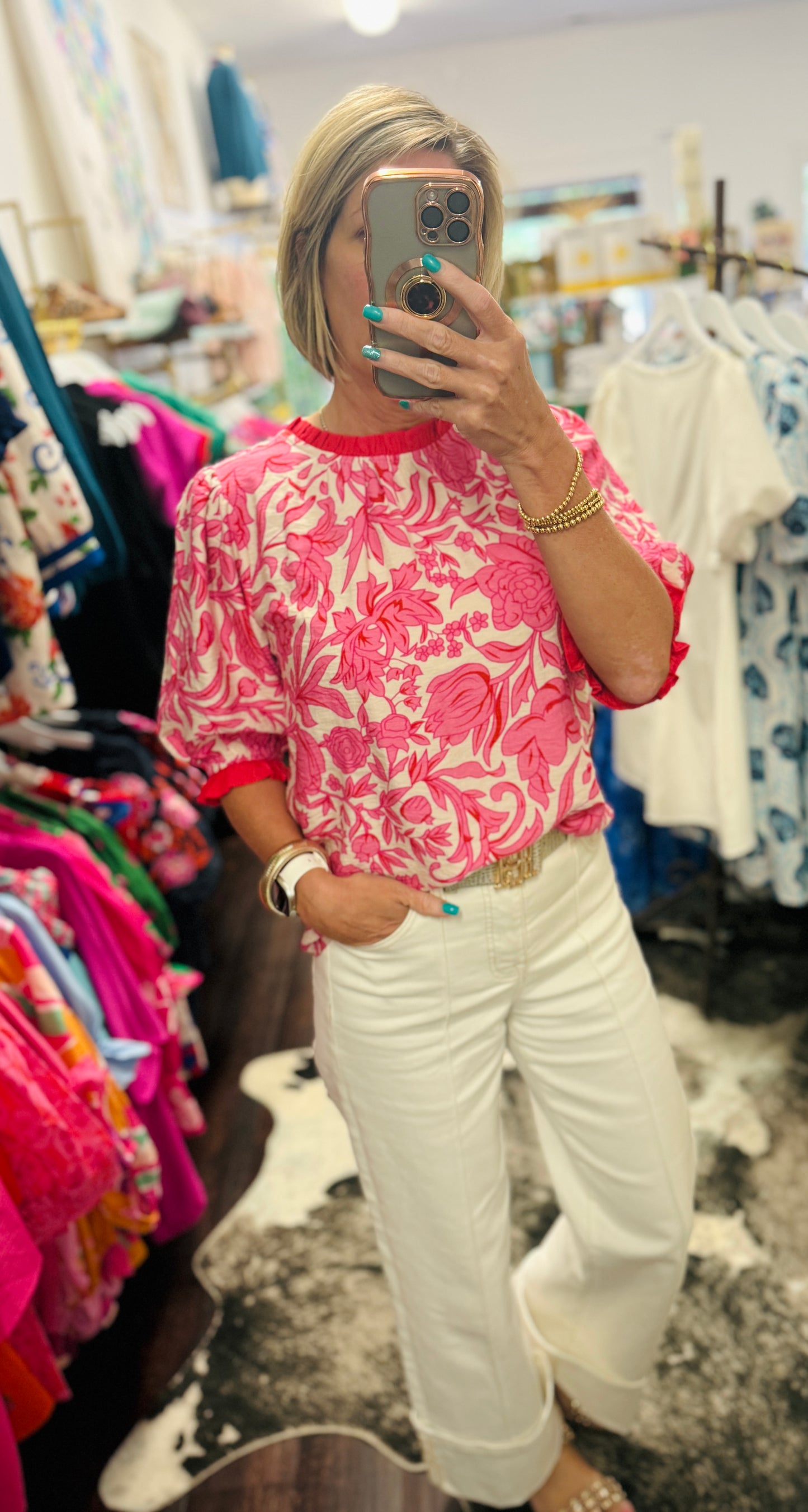 The Rosy Garden Ruffle Blouse