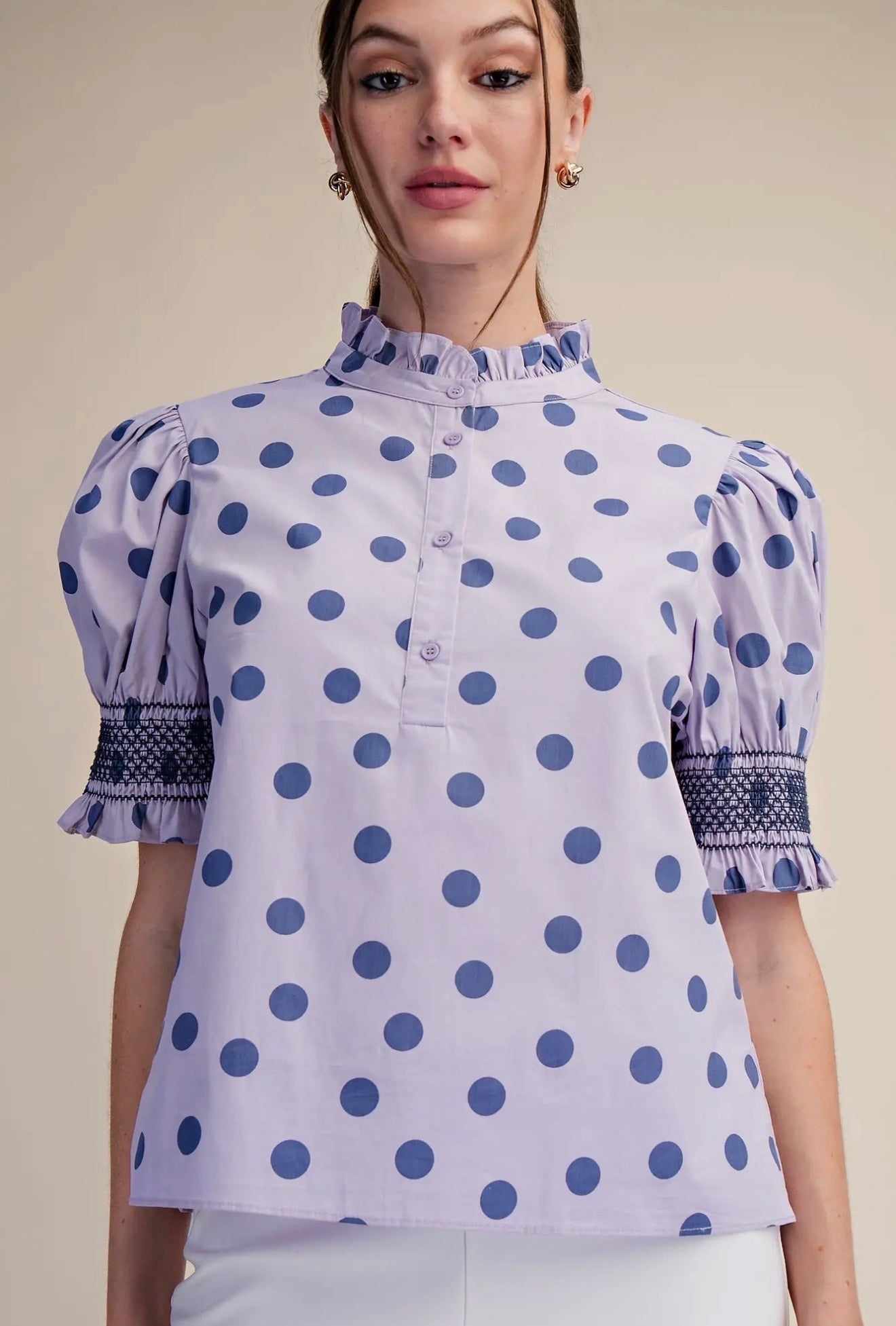 The Violet Polka Dot Top