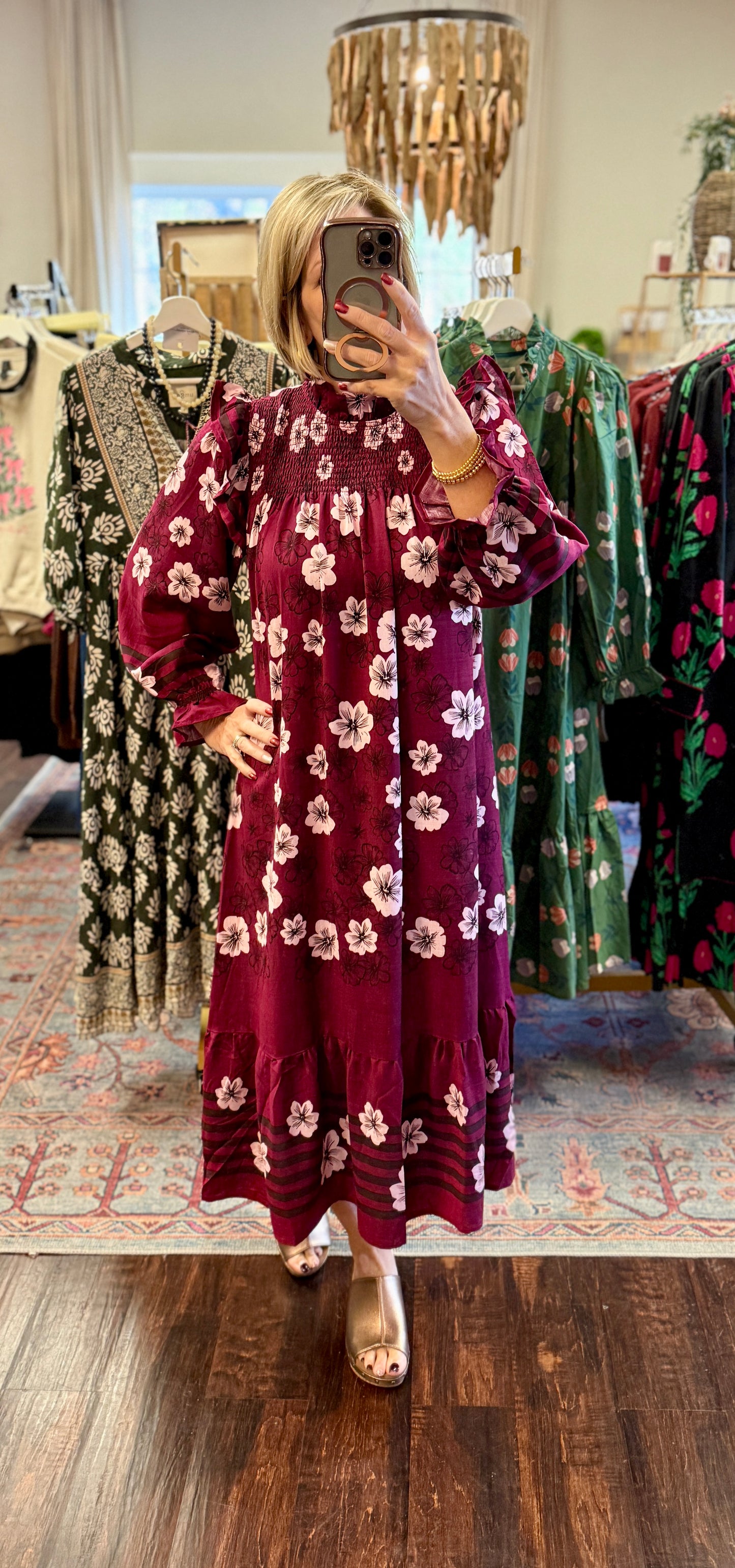 The Brielle Bloom Midi Dress – Berry Mix