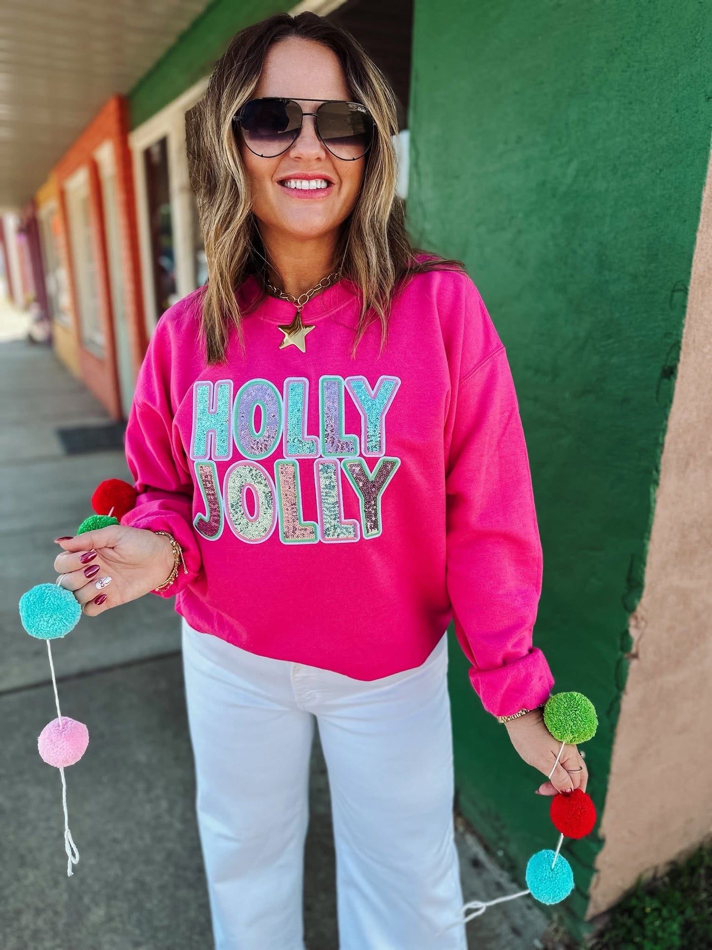***PREORDER***Sequin Holly Jolly Sweatshirt