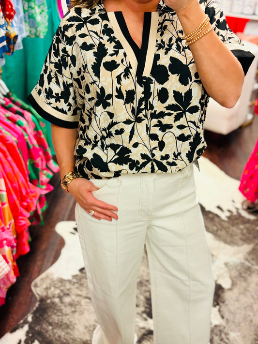 The Noir Garden Contrast Blouse