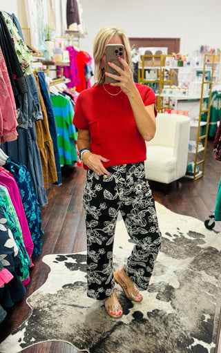 Briar Cropped Wide Leg Floral Pants