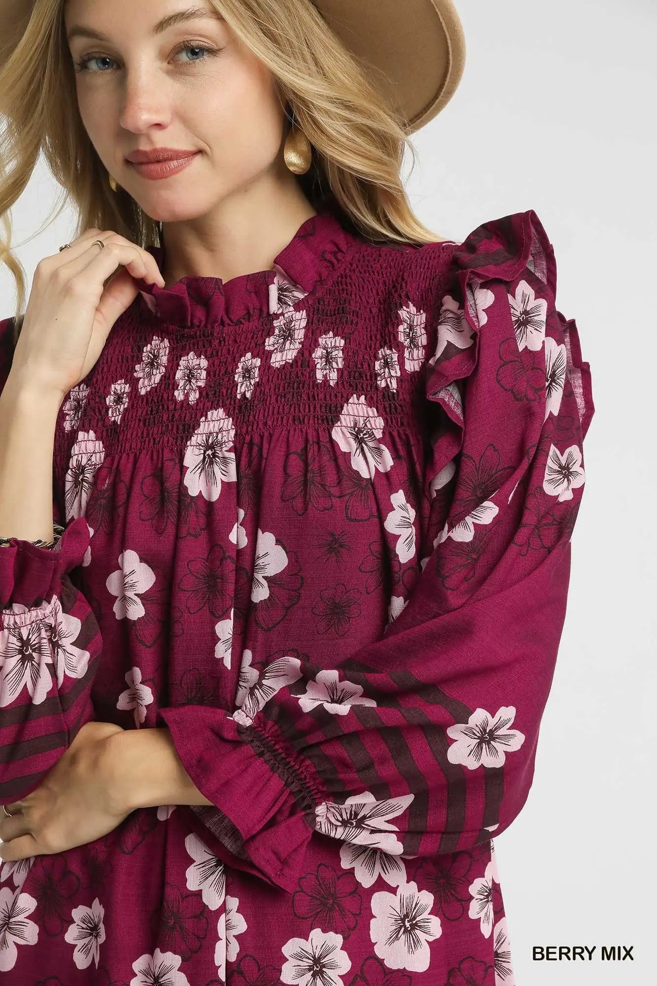 The Brielle Bloom Midi Dress – Berry Mix