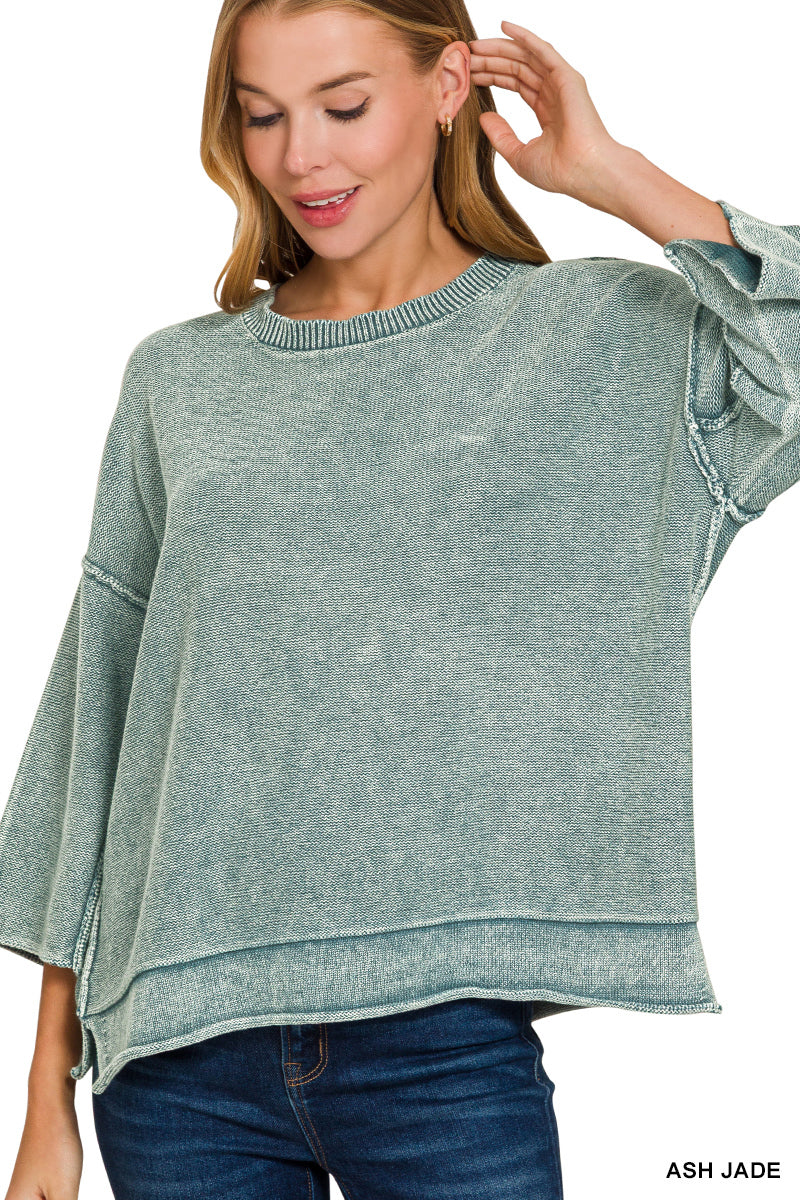 Easy Does It Washed Sweater - Ash Jade