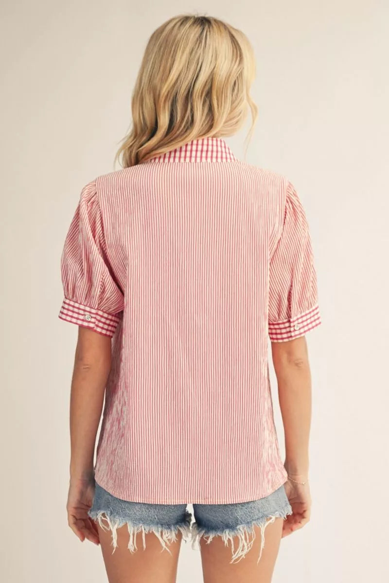 Sweet Stripe Button Blouse