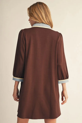 The Cambridge Contrast Dress – Brown