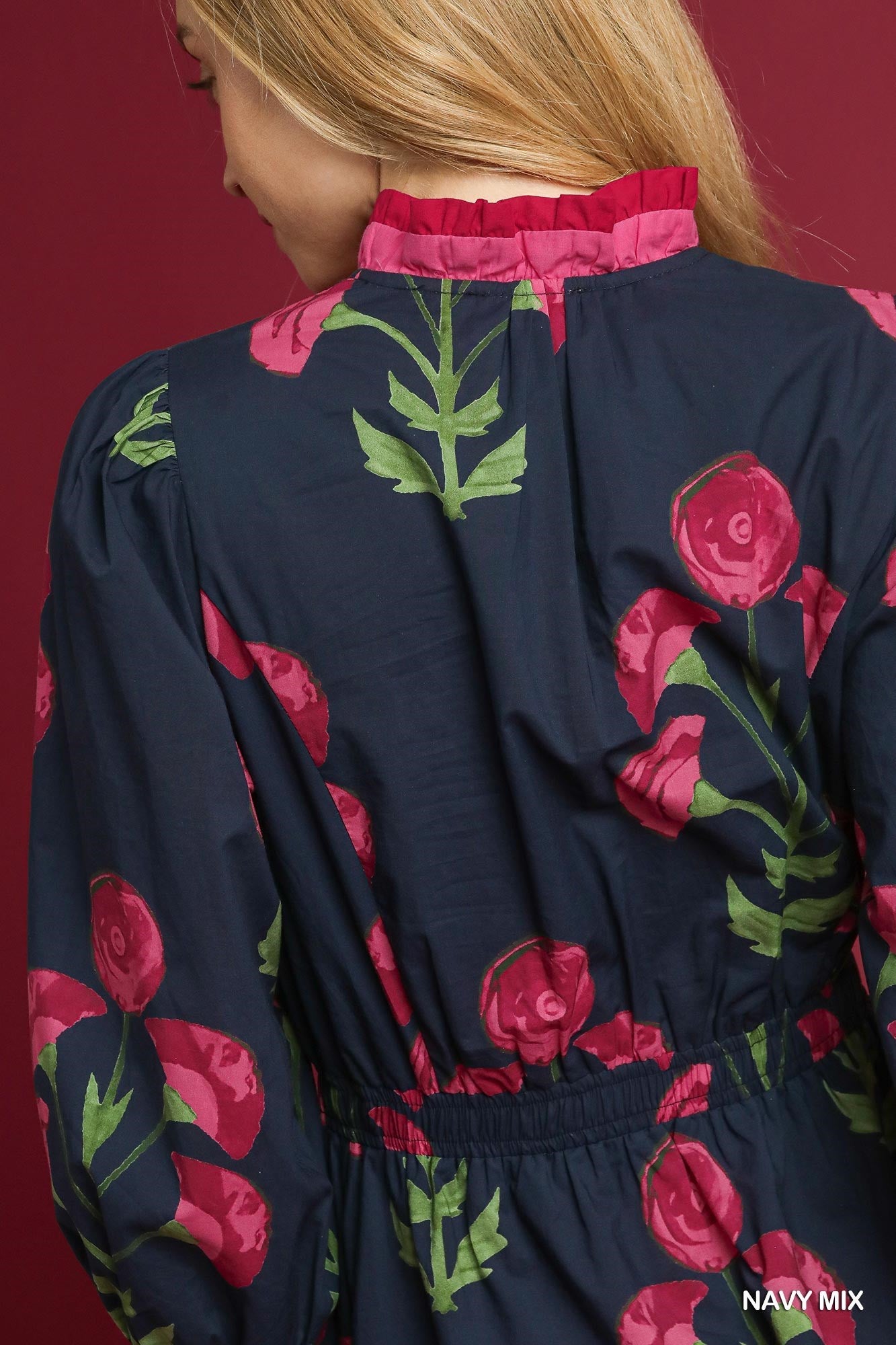 Navy Mix Floral Midi Dress