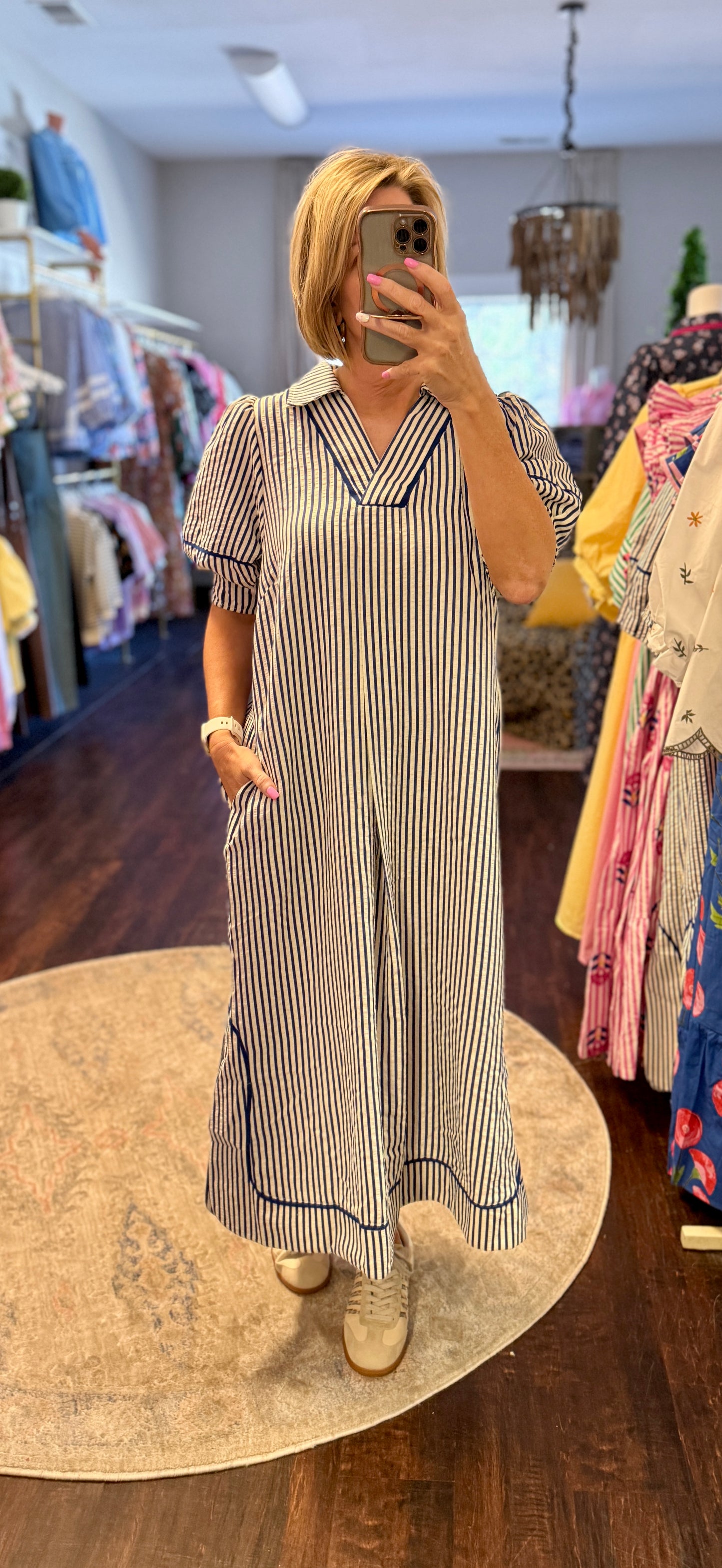 The Harbor Stripe Midi Dress