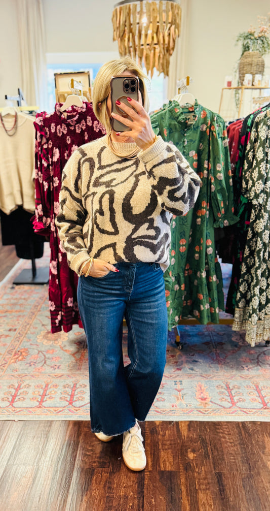 The Urban Muse Abstract Sweater – Latte