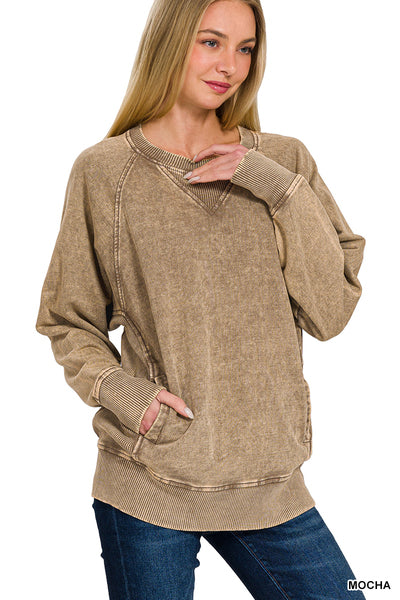 ✨ The Driftwood Raglan Acid-Wash Pullover (Multiple Colors)