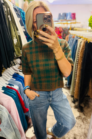 Cozy Check Sweater – Hunter Green