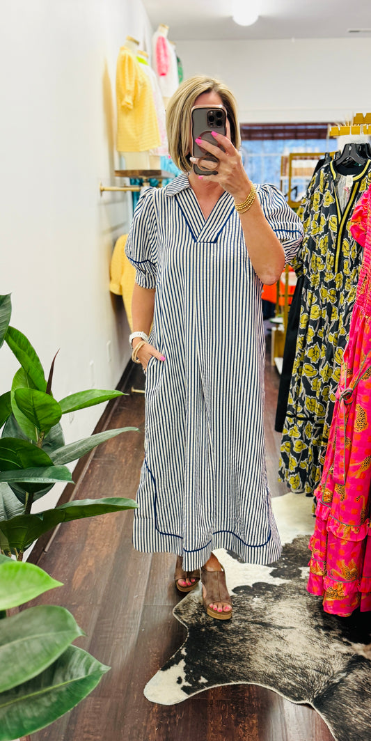 The Harbor Stripe Midi Dress